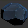 Blue Geometric Crystal With Translucent Gradient Surface And Dark Background Reflection