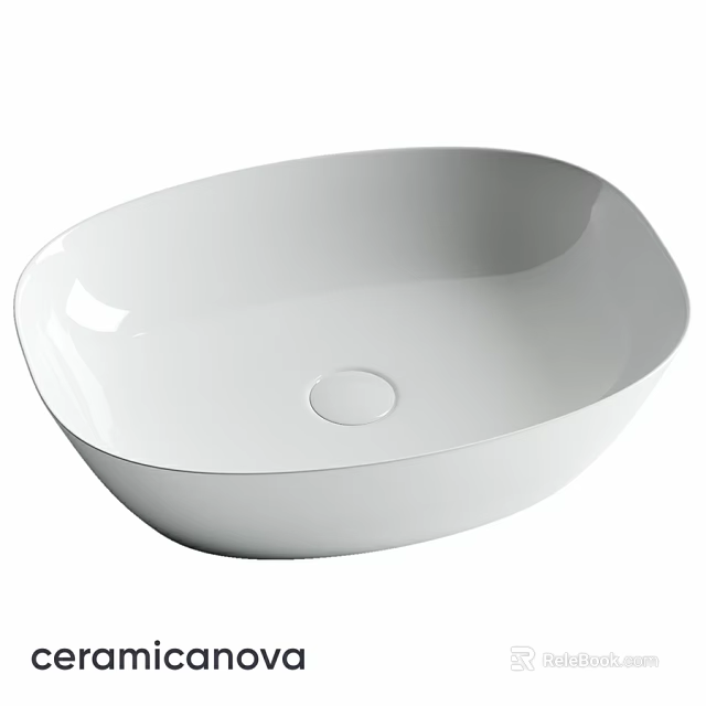 Modern Oval Shaped White Ceramic Washbasin With Smooth Surface For Countertop 3d model 