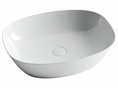 Modern Oval Shaped White Ceramic Washbasin With Smooth Surface For Countertop 3d model