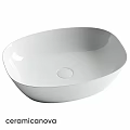 Modern Oval Shaped White Ceramic Washbasin With Smooth Surface For Countertop