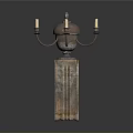 Decorative Metal Candelabra With Three Candle Arms And Scroll Base 3d model