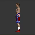 Man Boxer In American Flag Boxing Shorts With Red Boots White Socks And Colorful Gloves