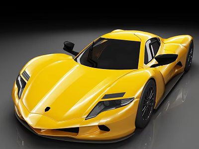 Yellow Modern Sports Car With Sleek Exterior And Shiny Aerodynamic Design 3d model