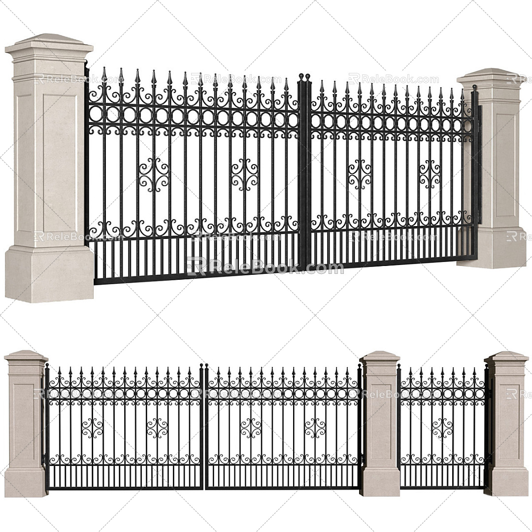 Modern Fence Fence Villa Fence Wrought Iron Fence 3d model