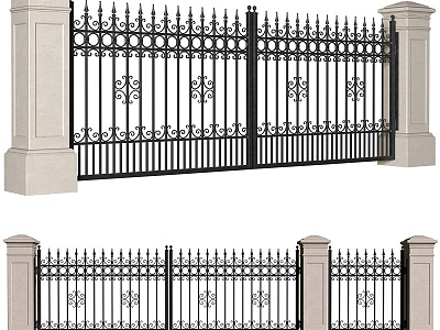 Modern Fence Villa Fence Wrought Iron Fence 3d model