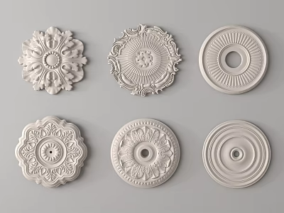Ornate Circular Carved Decorations For Interior Design With Intricate Patterns And Details 3d model