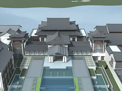 Chinese Hotel Architecture Hotel Large Hotel 3d model