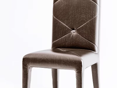 Brown Leather Dining Chair With Button Tufted Backrest And Modern Design 3d model