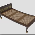 Multiple People Comfortable Rattan Bed With Wooden Frame And Golden Metal Legs