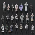 Multiple Ancient Character Models In Diverse Traditional Costumes And Various Poses 3d model