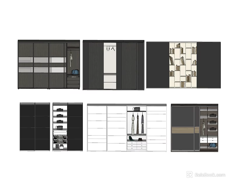 Functional Modern Wardrobe Designs With Shelves Drawers And Hanging Storage Spaces 3d model 