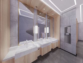 Modern Toilet Public Shopping Mall Commercial Toilet for Men and Women 3d model