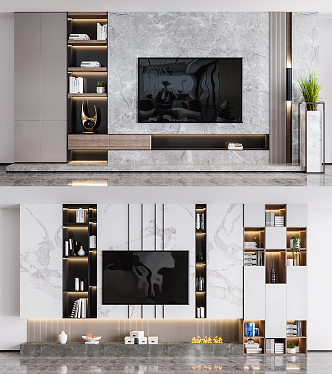 Modern TV background wall TV background wall combination 3d model