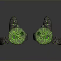 Pair Of PC Ring Accessories With Green LED Light And Rock Texture Design
