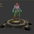 3D Sci Fi Armored Character Standing On Circular Display Platform With Futuristic Design 3d model