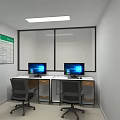Modern Open Office Space Interior With Desks Computers Chairs Lockers And Plants 3d model