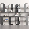 Italian Bookshelf Light Luxury Bookshelf Simple Wrought Iron Partition 3d model