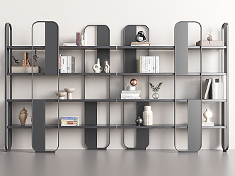 Italian Bookshelf Light Luxury Bookshelf Simple Wrought Iron Partition 3d model