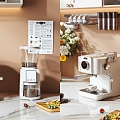 Coffee Machine Tableware Food Bread Pizza Flowers 3d model