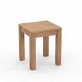 Natural Wood Small Square Stool With Simple Design And Four Legs Structure 3d model