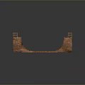 Outdoor Landscape With Wooden Skate Ramp Metal Railings And Curved Structure
