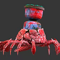 Red Crab Sculpture With Colorful Decorative Top Container And Intricate Design Details