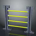 Industrial Metal Frame Equipment With Gray Vertical Columns Yellow Horizontal Bars And Stable Base