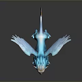 Mythical Winged Creature 3D Model With White Head Blue Wings And Red Chest 3d model
