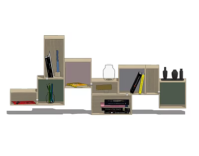 Modern wall cabinet stacking combination 3d model