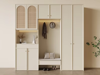 Cream style wardrobe green plant 3d model