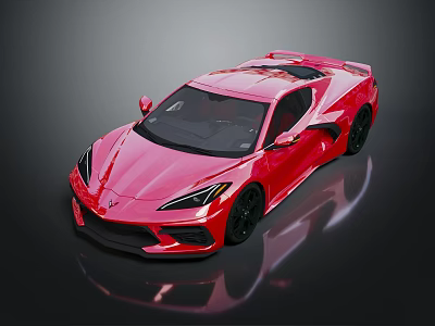 Red Modern Sports Car With Sleek Aerodynamic Design And Black Wheels 3d model