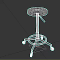 Adjustable Height Bar Stool With Blue Round Seat And Silver Metal Frame On Wheels