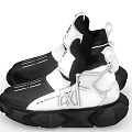 Black And White High Top Sneakers With Star Logo And Chunky Sole