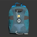Blue Modern Backpack With Mesh Design Gray Accents And Ornament Detail