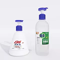 Bathroom Accessories 84 Sanitizer Bottles White Transparent With Blue Pump And Labels