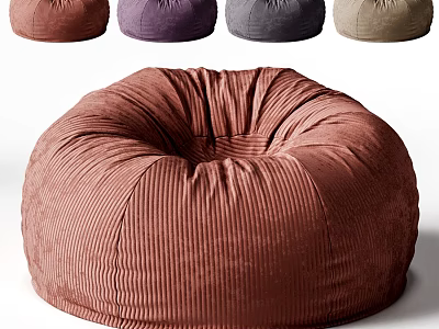 Cozy Corduroy Bean Bag Chair With Soft Ribbed Texture And Multiple Colors For Living Room 3d model