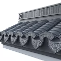Traditional Chinese Architectural Roof Components With Curved Tiles And Decorative Eaves