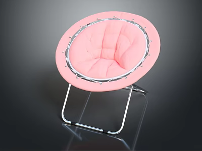 Pink Round Leisure Chair With Metal Frame Padded Seat Modern Design For Comfortable Seating 3d model