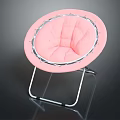 Pink Round Leisure Chair With Metal Frame Padded Seat Modern Design For Comfortable Seating