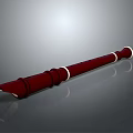 Red Recorder Musical Instrument With White Accents On Smooth Surface And Reflection