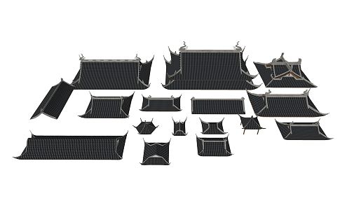 New Chinese roof components 3d model