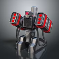 Mechanical Weapon Structure With Red Lights And Multi Armed Turret Design 3d model