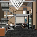 Spacious Elegant Hotel Lobby With Wooden Ceiling Crystal Chandelier Marble Floor And Reception Desk