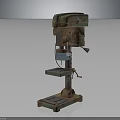 Vintage Rusty Drill Press Machine With Base Worktable And Metal Column 3d model