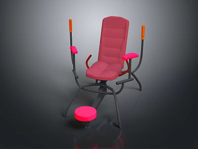 Stylish Multifunctional Chair With Red Seat Orange Armrests Red Footrest And Black Frame 3d model