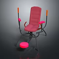 Stylish Multifunctional Chair With Red Seat Orange Armrests Red Footrest And Black Frame