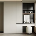 Modern Wardrobe Interior Design With White And Black Cabinetry Dressing Table And Mirror