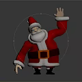 Jolly Santa Claus In Red Costume With White Beard Waving Hand On Black Surface