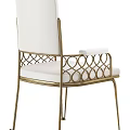 Elegant Modern Accent Chair With Gold Metal Frame White Cushioned Seat And Ornate Armrests