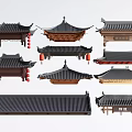 Chinese Traditional Roof Components With Multiple Classical Styles And Ornate Eaves 3d model